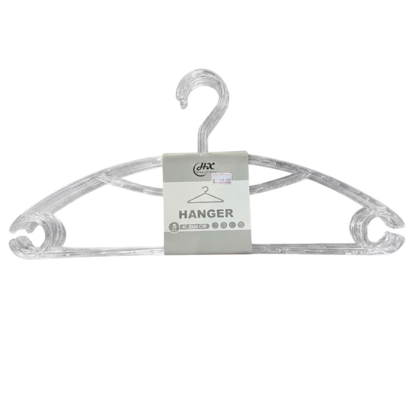 5pc Clear Plastic 40cm Hanger