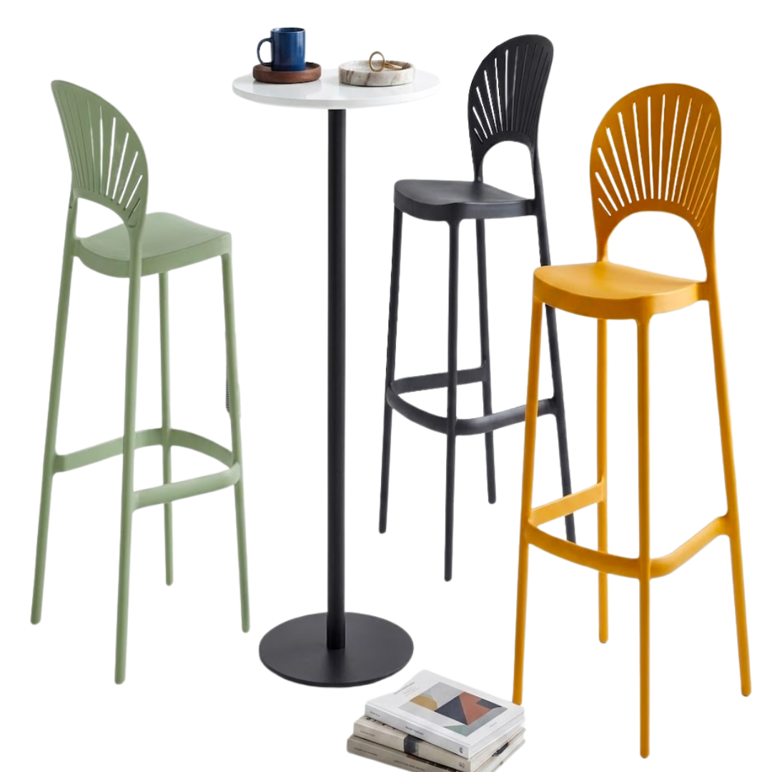 Plastic Retro Fan Back Barstool
