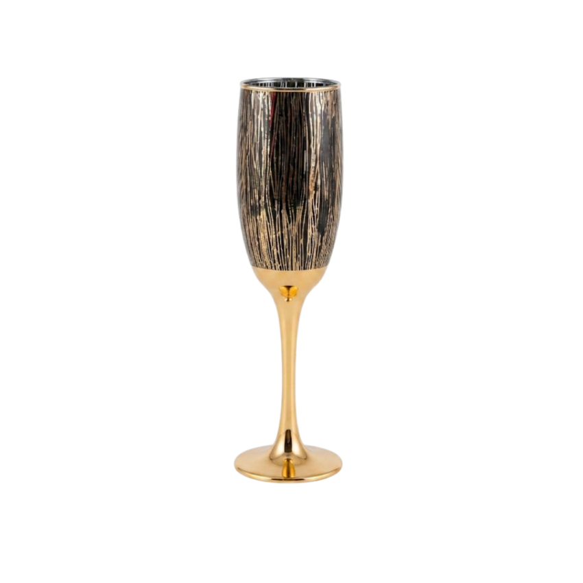 Amore Collection 6.4oz Wine Glass set-Black & Gold