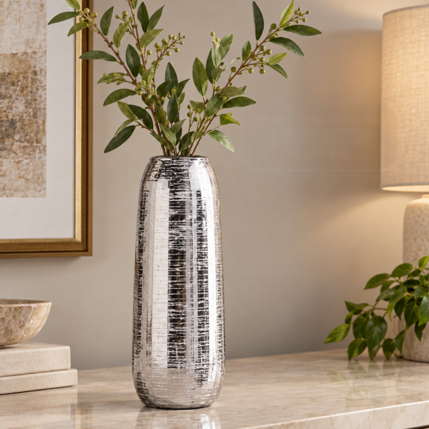 Silver Skyline Ceramic Vase