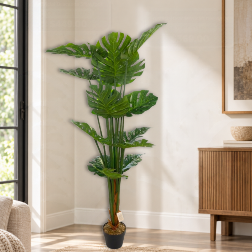 Artificial Monstera Deliciosa 4.9ft Tree With Pot