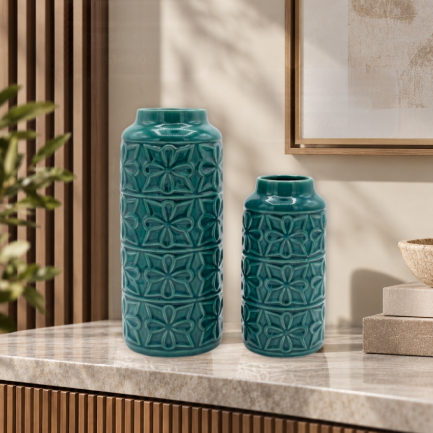 Caribbean Bloom Ceramic Vase