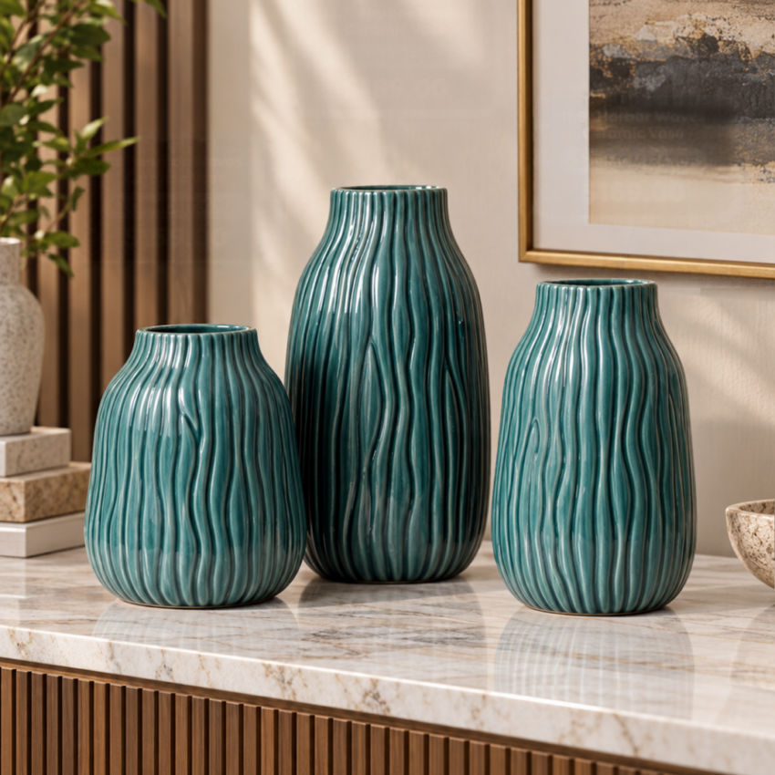 Harbor Waves Ceramic Vase