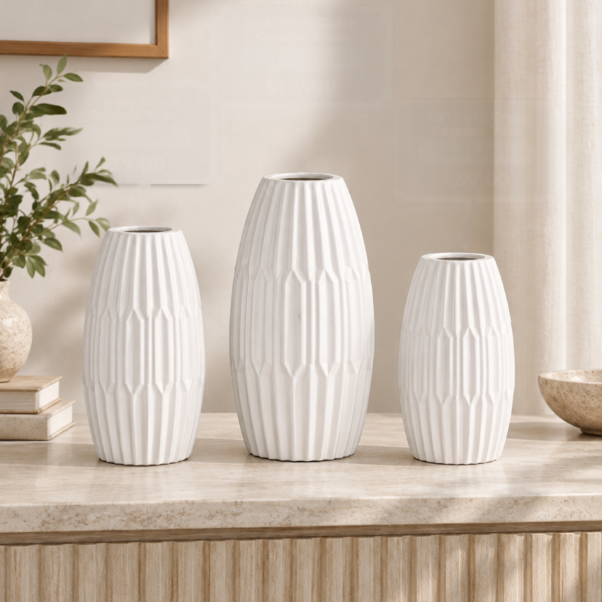 Ivory Grace Ceramic Vase