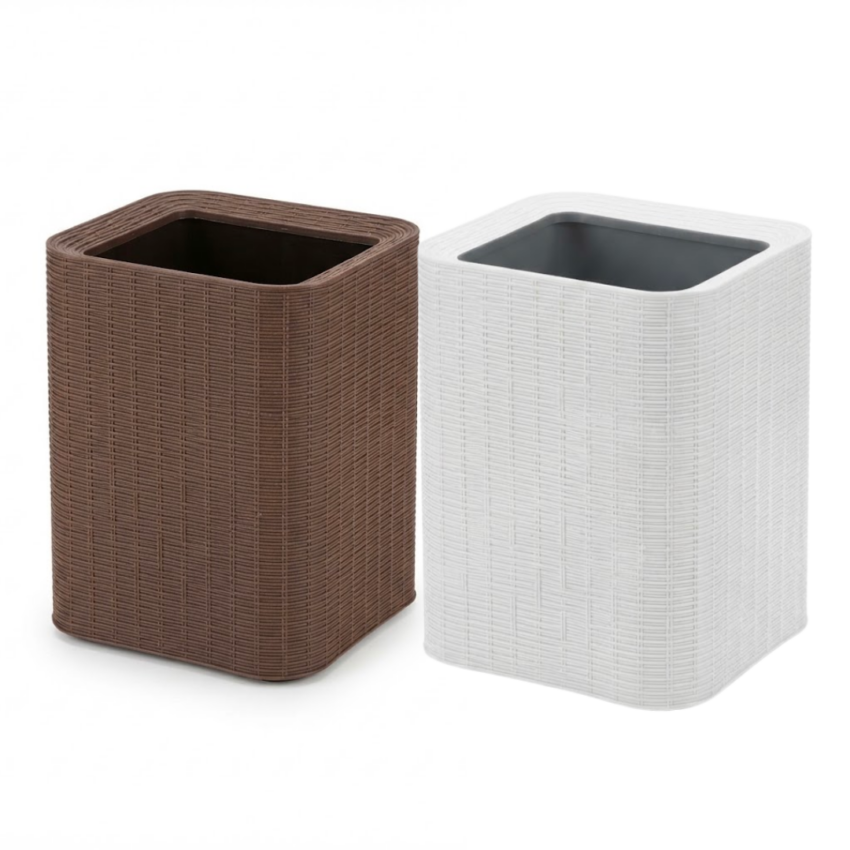 12L Wicker Plastic Trash Can