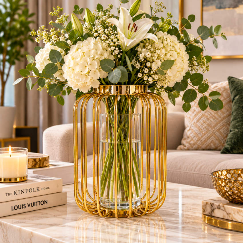 Flair Collection 10" Metal Vase