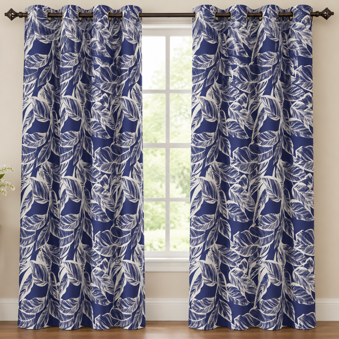 Rhonda Polyester Printed Blackout Grommet Curtain- 2PC/PK