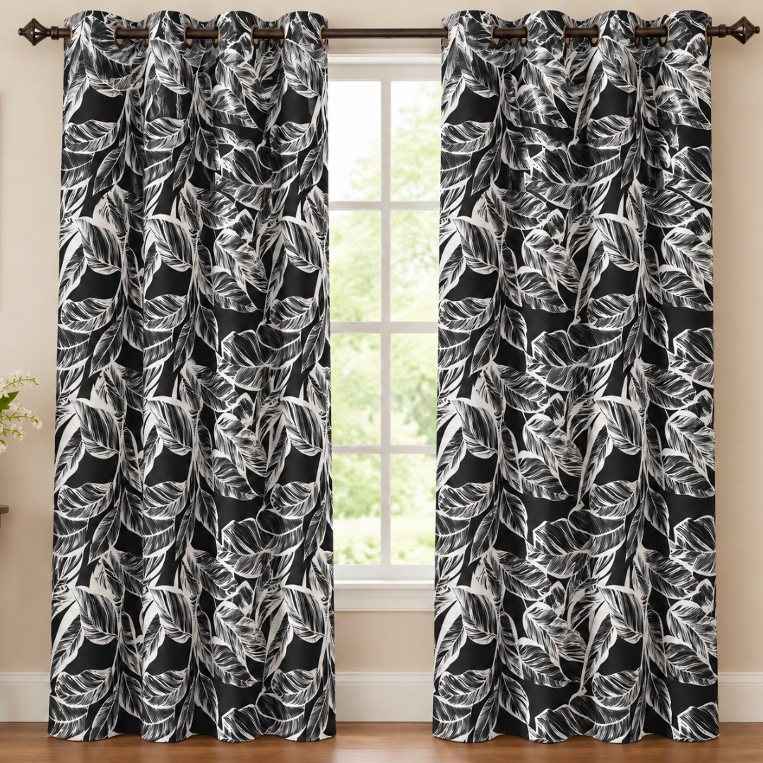 Rhonda Polyester Printed Blackout Grommet Curtain- 2PC/PK - Image 2