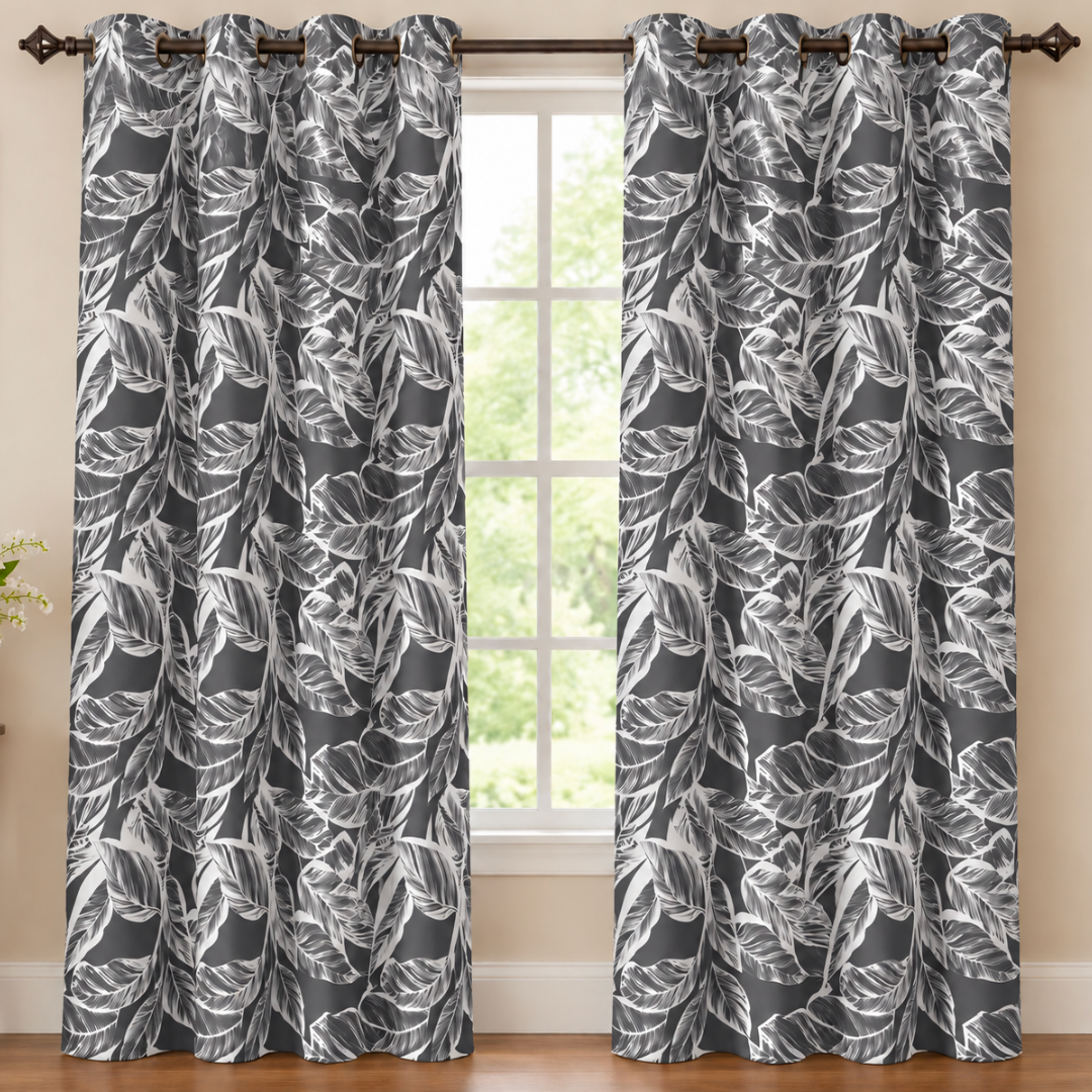 Rhonda Polyester Printed Blackout Grommet Curtain- 2PC/PK - Image 3