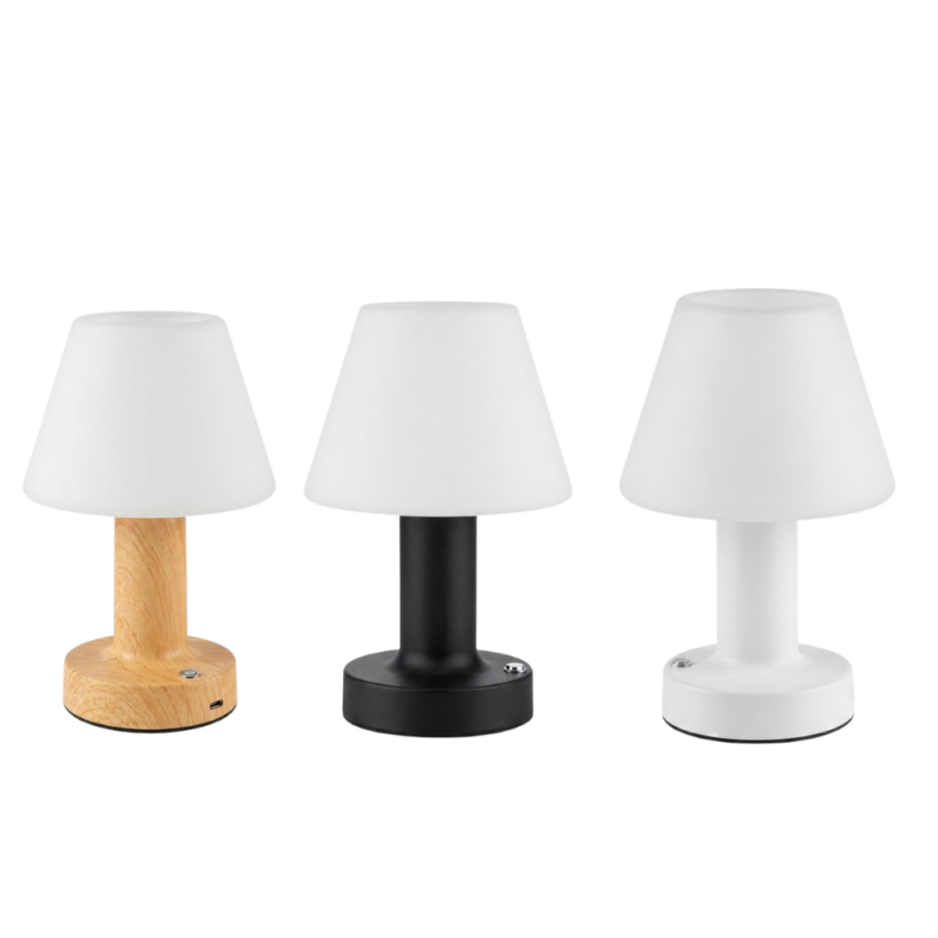 White & Tan 7.5" Iron & Plastic USB Desk Lamp w/Battery