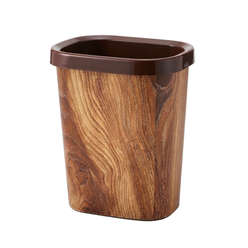 Woodgrain 12" PP Trashbin